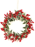 christmas decoration wreath red fruit white leaf wreath simulated berry wall hanging ornament for home decor supplies impart