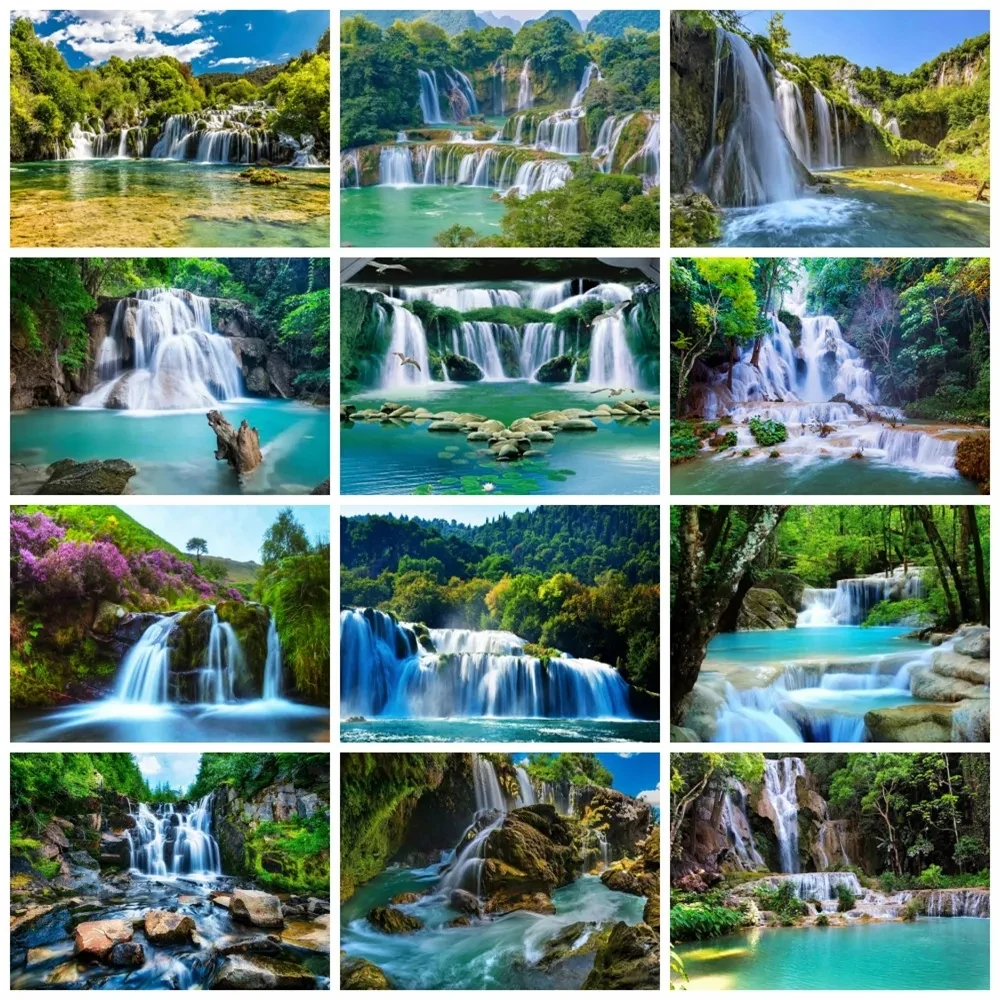 Fiyo Алмазная живопись полного квадрата/круга "Водопад весеннего пейзажа" мозаика искусства горной реки Бравура Вышивка Декор на.