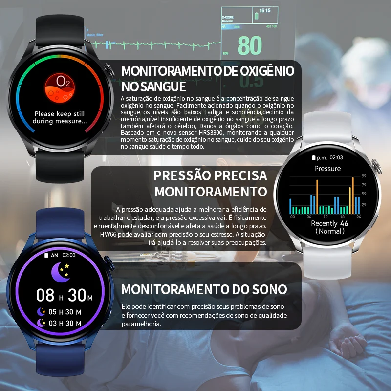Smart watch hw66 man AMOLED HD blood pressure test screen Bluetooth call Huawei PK GTR GTS 2 Pro | Электроника