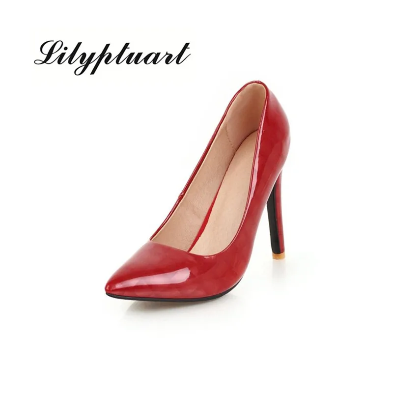 

Туфли женские из лакированной кожи, ботинки на высоком каблуке, заостренный носок, Винные ботинки, резина, европейский и американский стиль