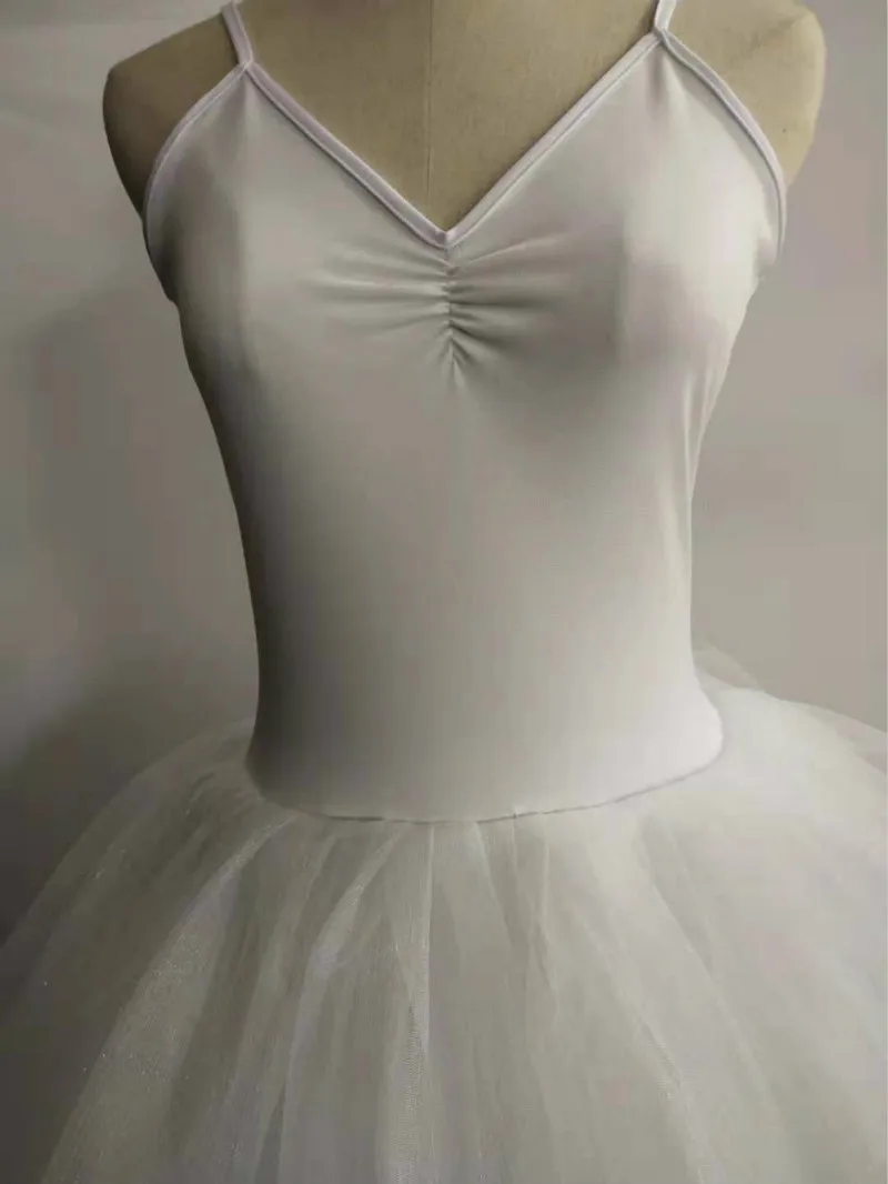 

White Black Swan Ballet Costume For Women Adult Child Sleeveless Backless Professional Long Tutu Gymnastics Leotard For Girls