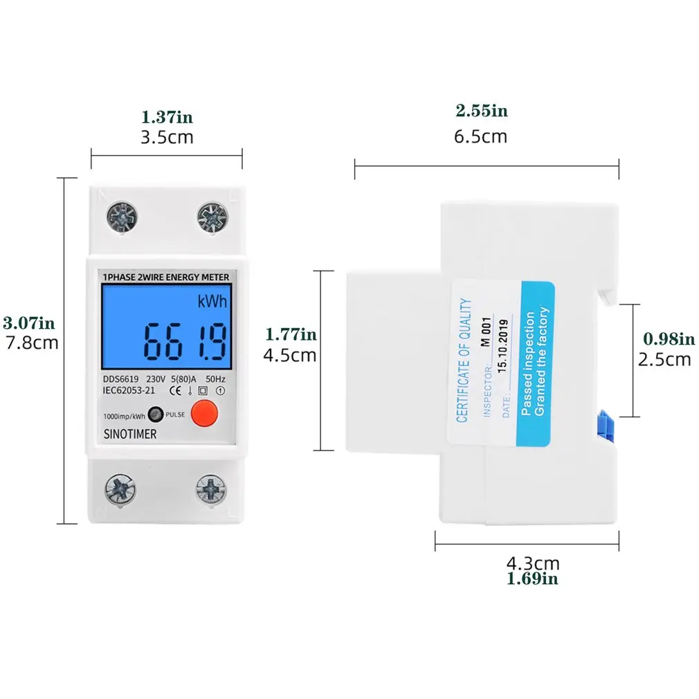 

Din Rail Lcd Digital Backlight Energy Meter Single Phase Power Meter Kwh Power Consumption Electronic Wattmeter AC 230V 80A