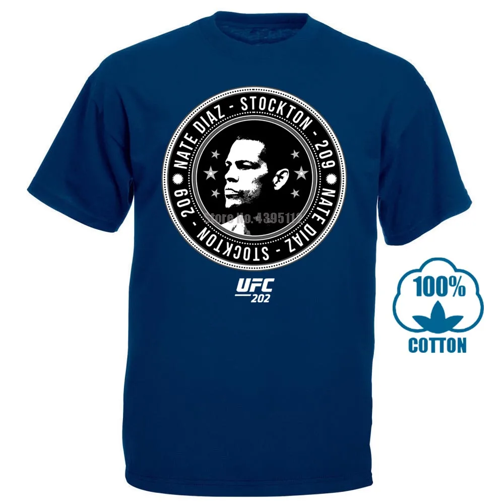 Мужская модная дешевая футболка Nate Diaz Stockton 209 повторная черная футболка мужская Повседневная футболка - Цвет: Тёмно-синий