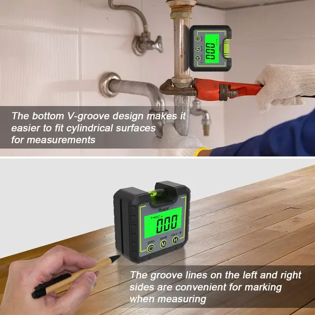 Goniometro Digitale Magnetico - Misuratore Angoli 360&deg; Con Livello | Per Falegnameria E Edilizia