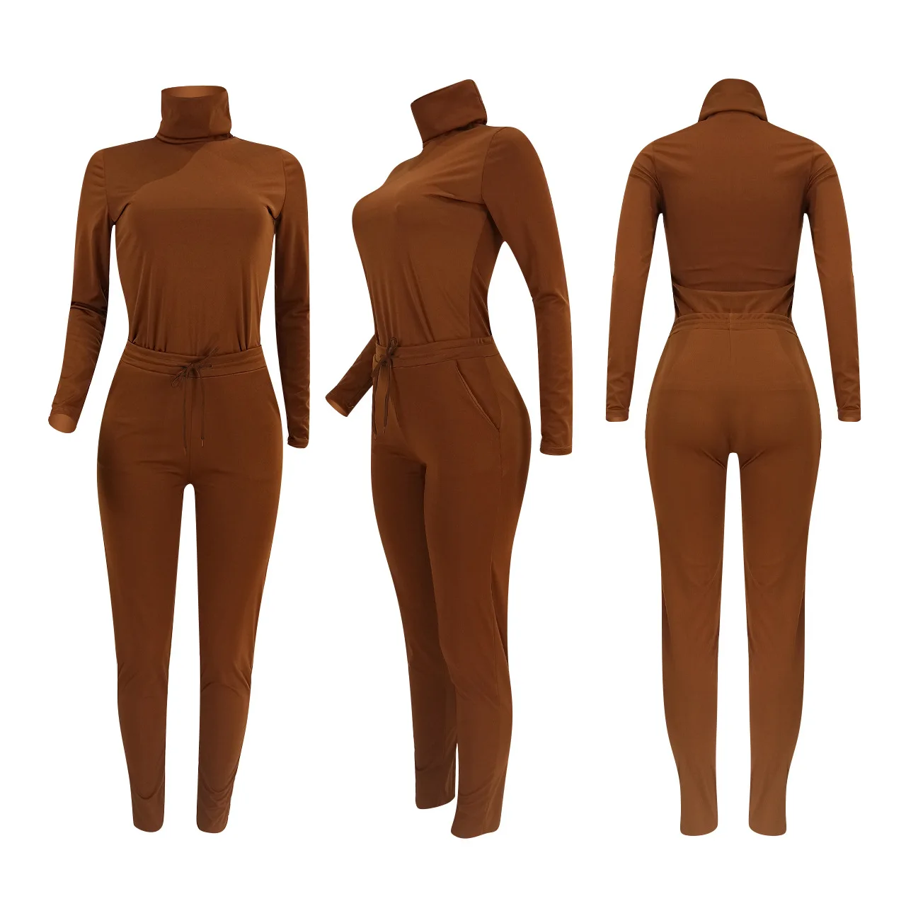 ANJAMANOR Водолазка с длинным рукавом комплект из двух предметов топ и штаны