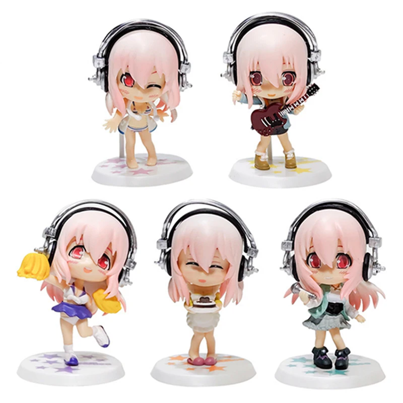

5 Styles Japan Anime SUPERSONICO Action Figure Toys Super Sonico Working Set Model Collection Swimsuit Suit Chassis Decoration