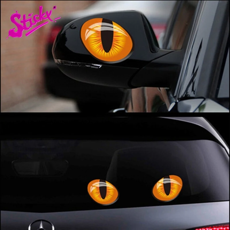 

STICKY 2PCS Cute Cool Cat Eyes Car Sticker Decal Decor The Whole BodyMotorcycle Off-road Sticker Laptop Decal Vinyl