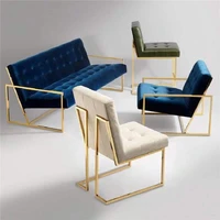 new modern design elegant stainless steel leg gold velvet armless sofa upholstered dining chair for home hotel restaurant