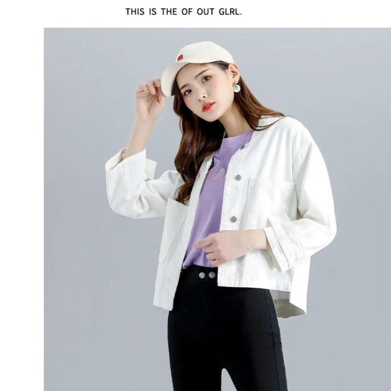 

GUUZYUVIZ White Ladies Denim Winter Coats Casual Long Sleeve Jeans Jacket Women Vintage Korean