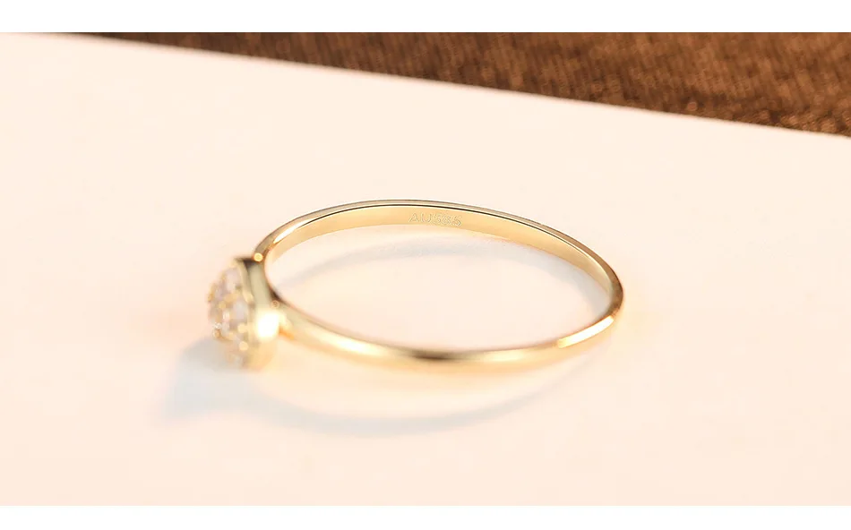Pure 14K Gold Ring Vintage Star CZ Women Rings Wedding Engagement Fine Jewelry Yellow Gold Bague
