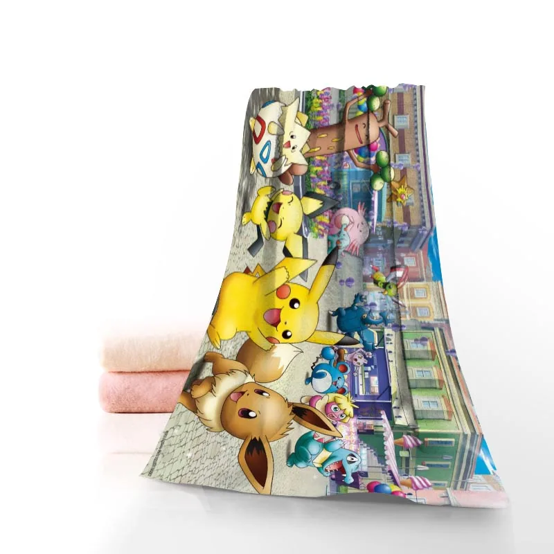 На заказ, большой размер, банное полотенце Pokemon 140 см x 70 см, полотенце для душа, мочалка, домашний текстиль, дорожное полотенце для рук и лица из микрофибры для вашей семьи