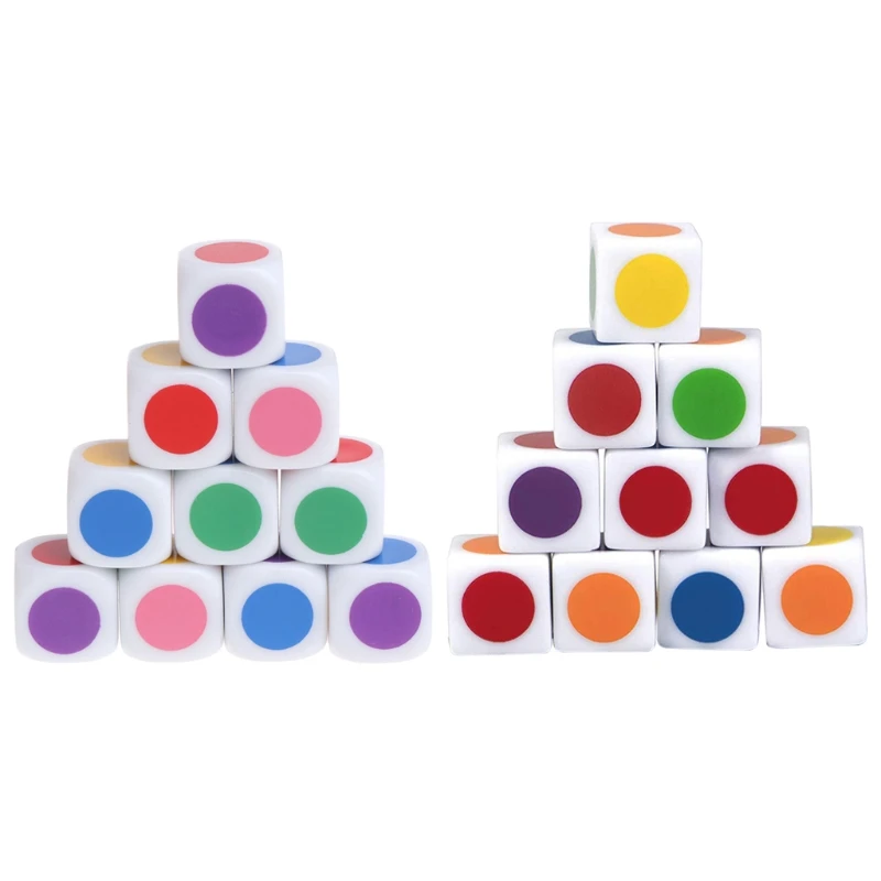 

Y1UC 10 Pieces Acrylic Dice 6 Sided Round Colorful Pattern Dice for Club/party/family DIY Games Accessories 16mm