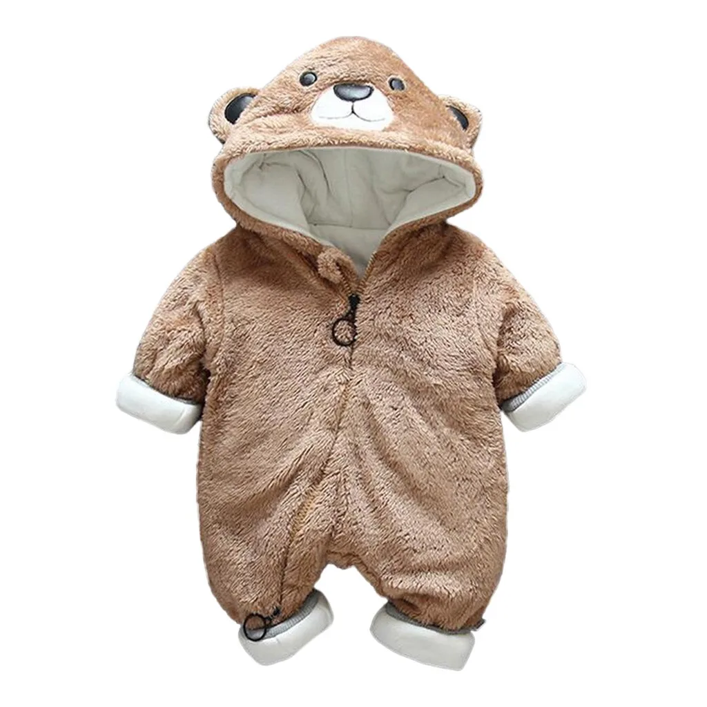 Комбинезон для новорожденных мальчиков и девочек с маленьким медведем теплые