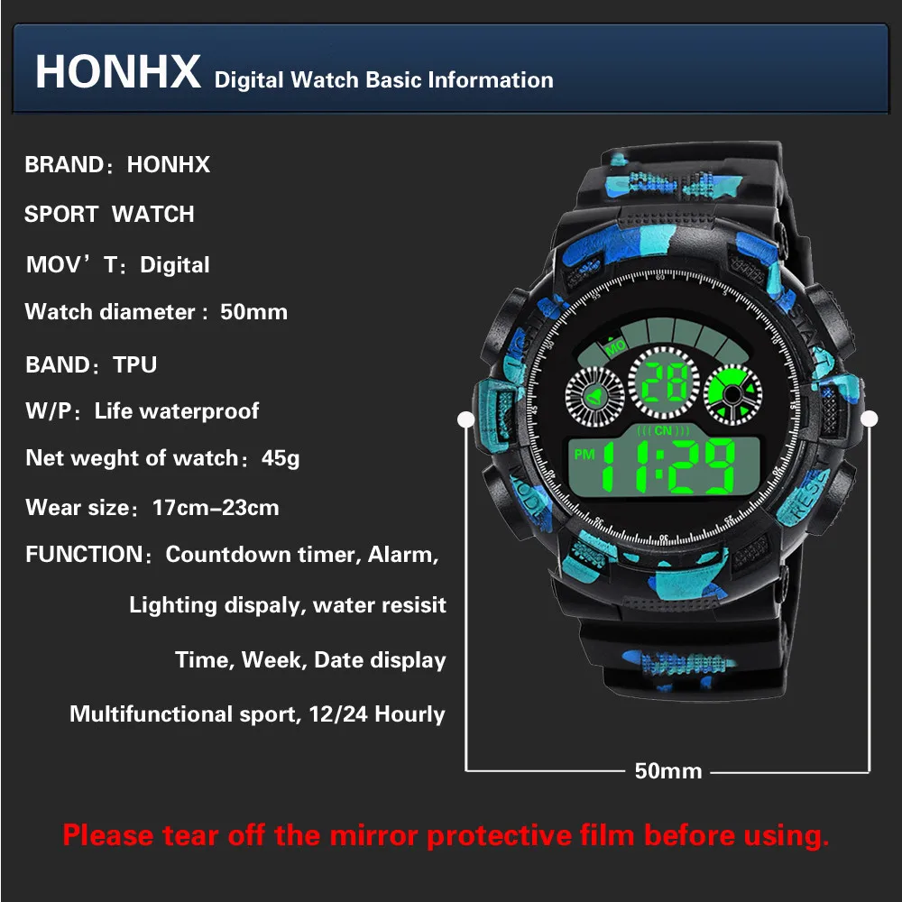 

New Products Cross Border Hot Brand Selling Men Sports Electronic Watch Multi-functional Outdoor Big Screen Men Sports Kid Clock