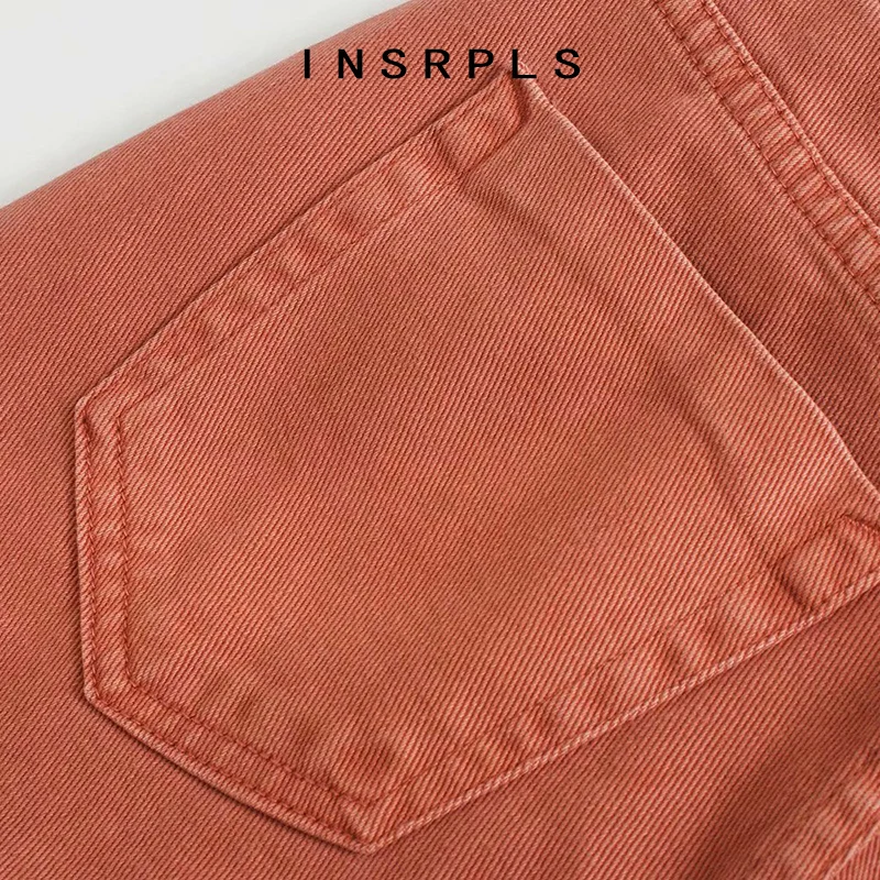 

INSRPLS Women Chic Fashion With Darts Pockets Faded Jeans Vintage High Waist Zipper Fly Denim Female Ankle Trousers Mujer