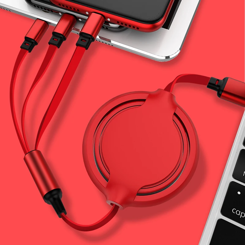 Зарядный кабель Tutew 3 в 1 с Micro USB Портативный Выдвижной USB-кабель Type-c для iPhone