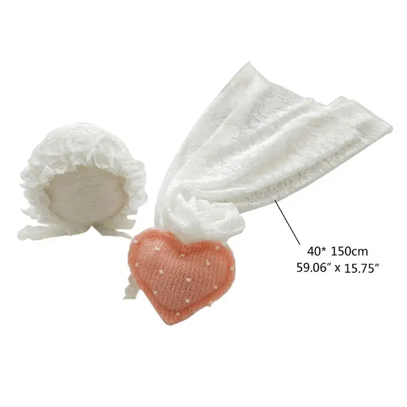 

3pcs/set Newborn Photography Props Blanket Hat Baby Photography Wrap Props Heart Doll Baby Photo Accessories
