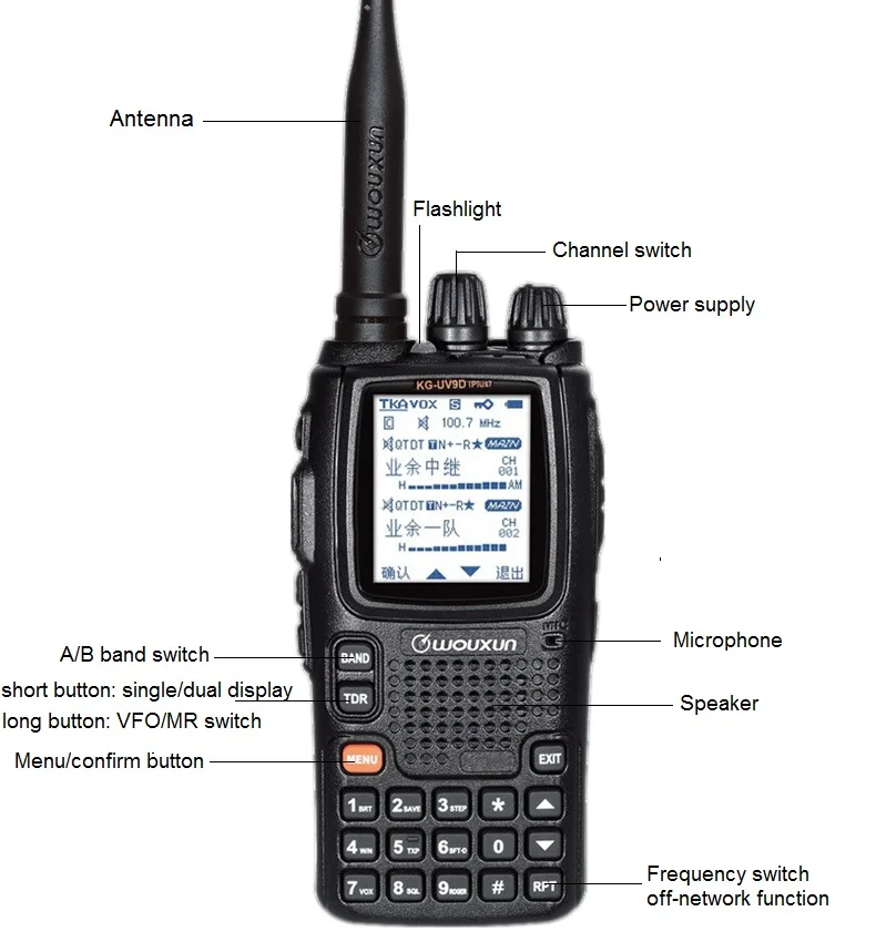 Wouxun KG-UV9D Plus Walkie Talkie Air Band 108-136MHz Police Band 350-390MHz Multibands Ham CB радиоприемопередатчик kg uv9d plus