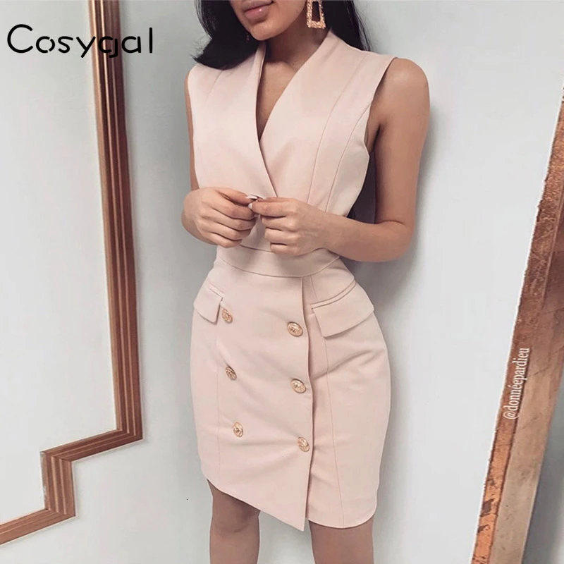 Женский двубортный Блейзер COSYGAL облегающий офисный блейзер с v образным вырезом