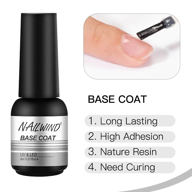 

Базовый Гель-лак NAILWIND, верхнее покрытие, праймер для ногтей, 8 мл, маникюр, дизайн ногтей, Полуперманентная защита ногтей, искусственный свет...