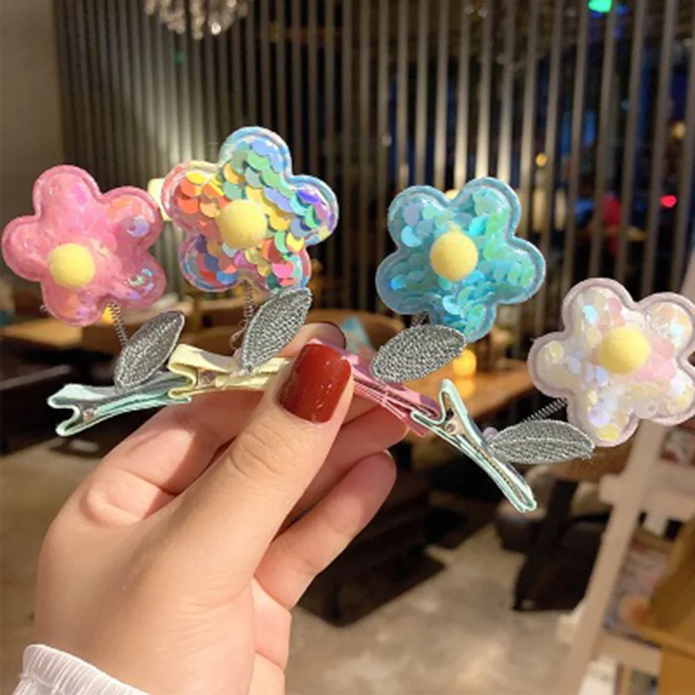 

Creative 3D Flower Hairpin Korean Bangs Net Red Cute Clip Headdress Girl Side Duckbill Clip Cute Children's Hair Accessories New