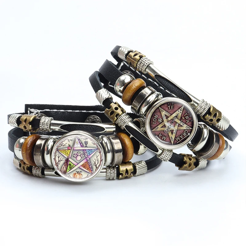 Супернатуральный Волшебный Кожаный браслет с пентаграммой эзотерический и