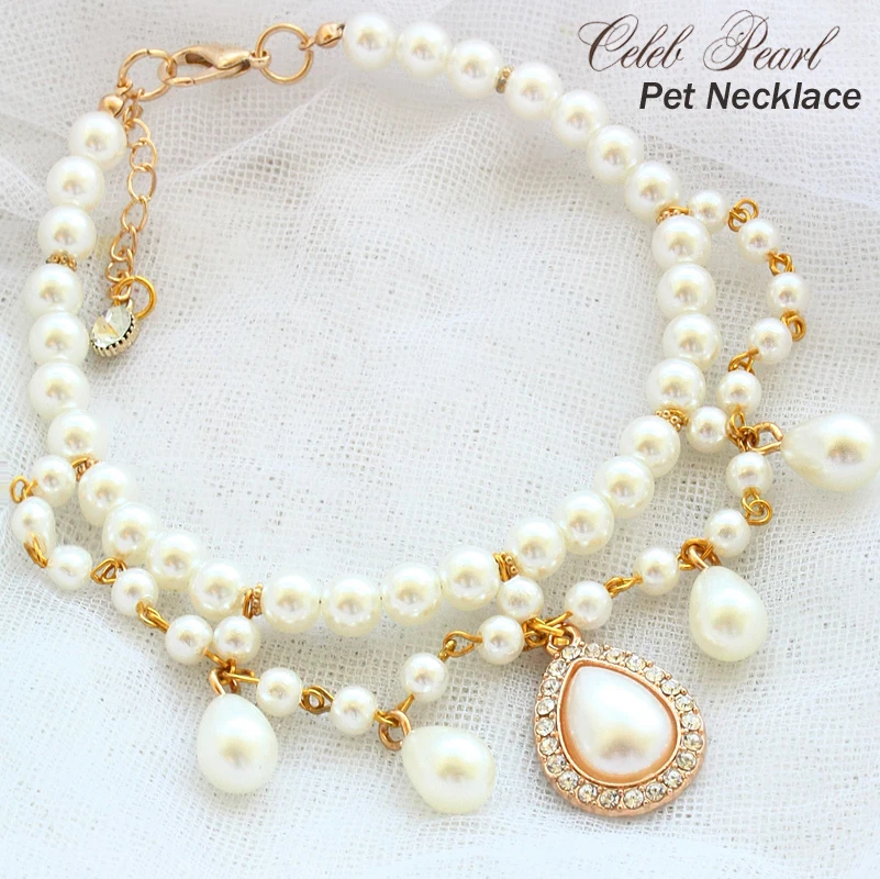 Barroco do Vintage Frete Grátis Design Exclusivo! Tribunal Estilo Lágrima Pérola Pétala Pet Colar Cão Acessórios Gato Poodle Maltese
