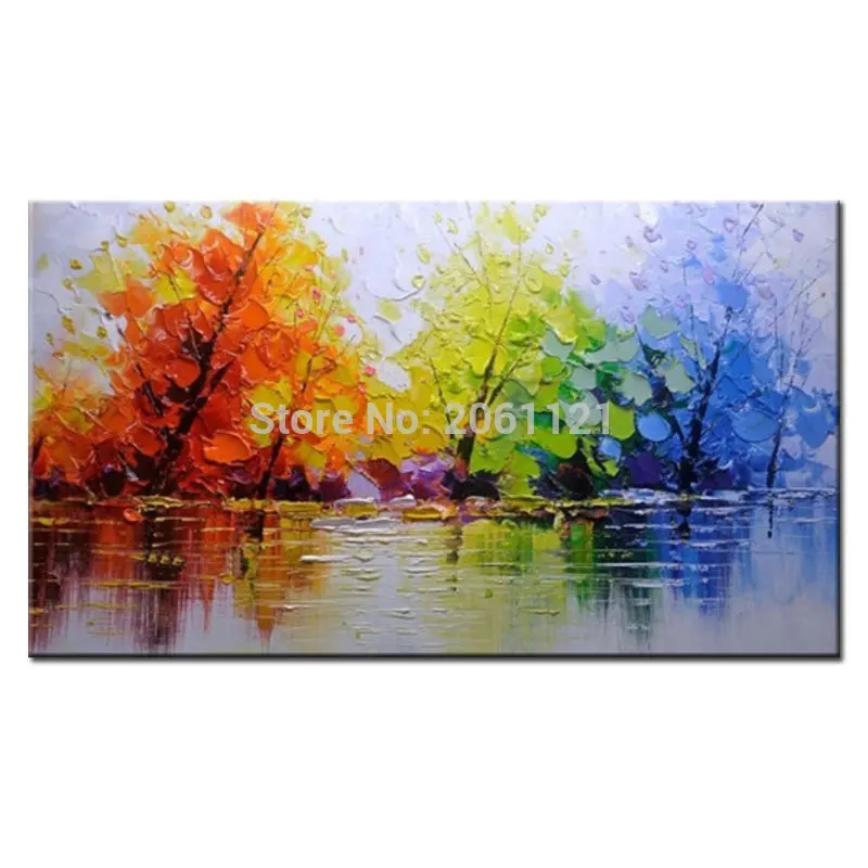 

handmade 4 season tree oil painting on canvas seasonal landscape canvas picture large modern wall art for living room