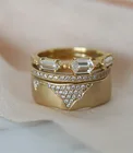 3 шт.компл. набор золотистых свадебных колец с кристаллами для женщин кольца с фианитами для вечерние коктейля ювелирные изделия в подарок