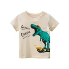 Детская футболка, летняя рубашка для мальчиков, хлопковые топы с мультяшным динозавром, одежда