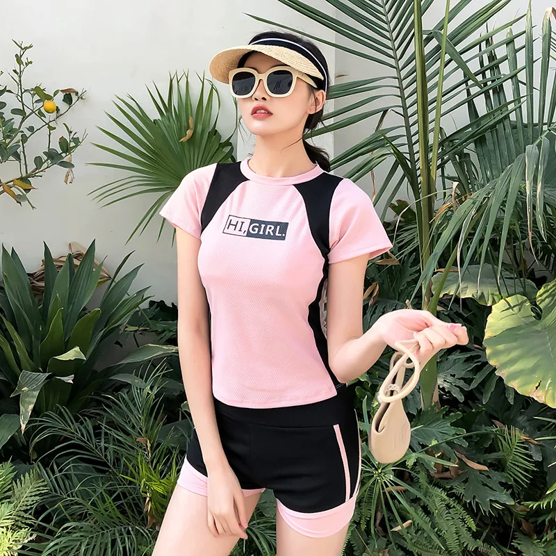 Женский купальный костюм с шапкой Hajib Мусульманский купальник коротким рукавом и