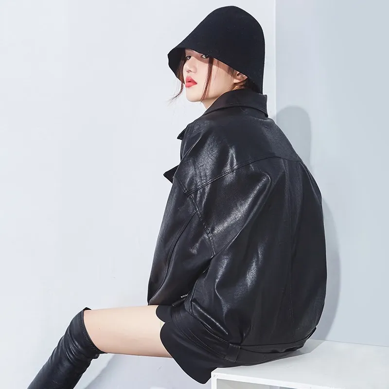 Куртка бомбер женская демисезонная из ПУ кожи на молнии|Кожаные куртки| |
