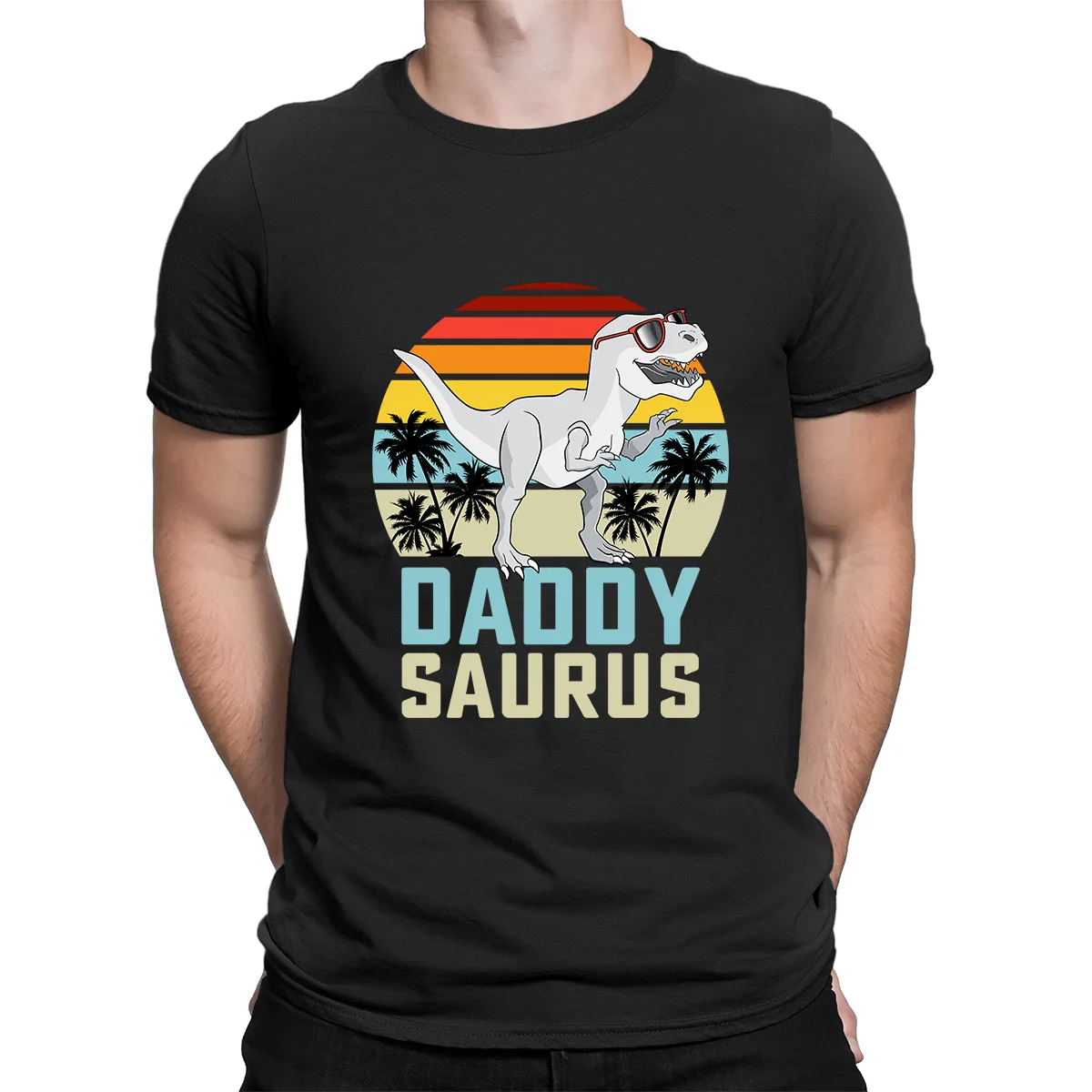 

Daddysaurus T Rex Dinosaur Daddy Saurus Family Matching Print Men T Shirt Loose Crew Neck T-Shirt Fathers Day Gifts Vintage Tops