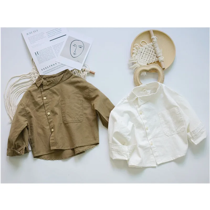 

Рубашка детская из хлопка и льна, с длинным рукавом, свободного покроя