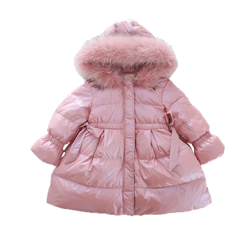 

warm parent Child Winter Plus velvet duck's down Coat Kid Girls Baby Clothes mink hair jacket Overall mother 7 8 9 10 11 12 year