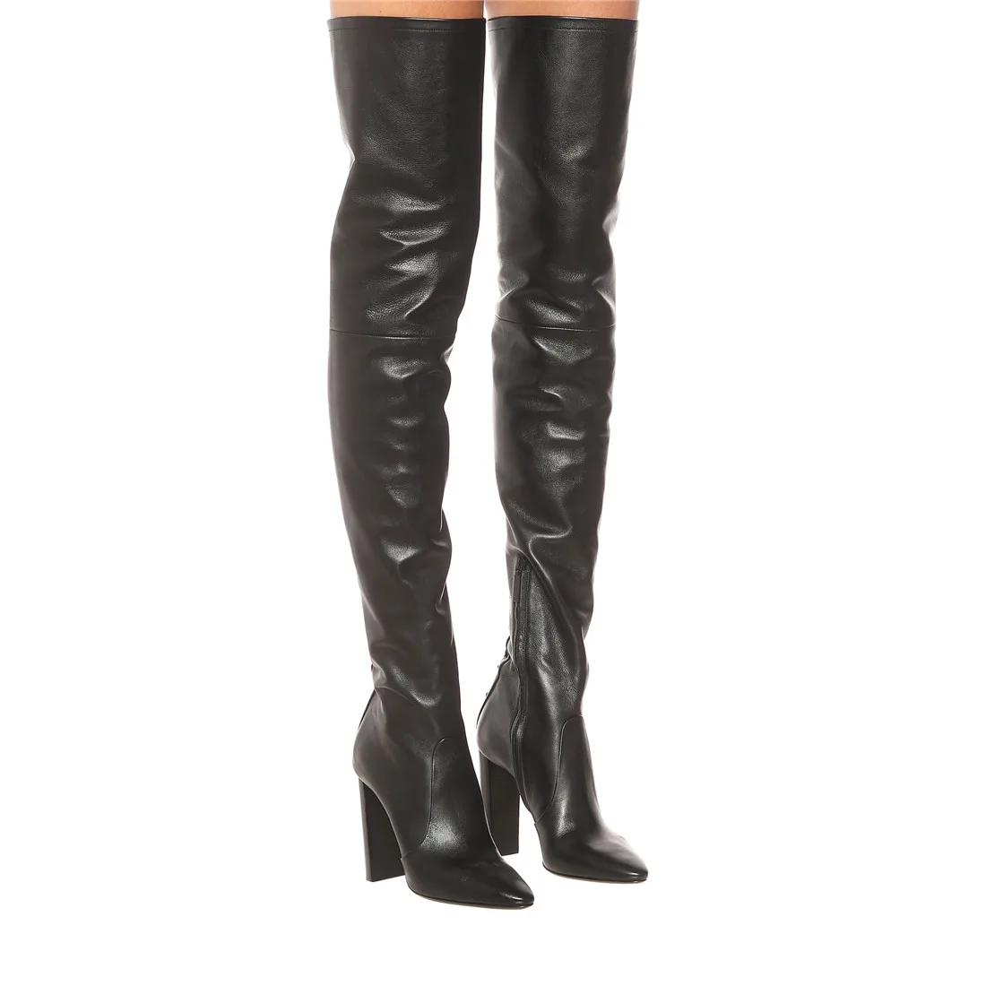 

Aiyoway Brand Ladies Square Heels Pointed Toe Women Over The Knee Fashion Boots Black 2021 Autumn Winter Thigh High Shoes