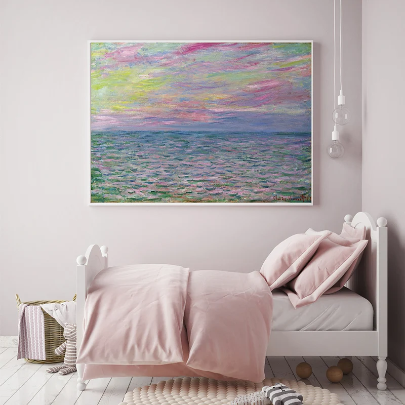 

Claude Monet Sunset Seascape Abstract Landscape Oil Painting on Canvas Prints Poster Wall Art Picture for Living Room Home Decor