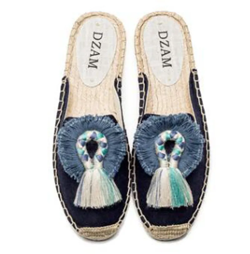 Verkauf Reave Katze 2021 Quaste Hohe Quatliy Bestickt Espadrilles Hausschuhe Frauen Fransen Hausschuhe Casual Faul Pompoms Leinen Flache Schuhe