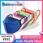 Цветная детская маска для лица Kn95 детская маска для рта с рисунком рыбы N95 Ffp2mask черные цвета Детские корейские маски Fpp2 для детей
