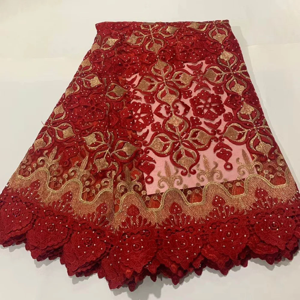 

Bride African Cord Guipure Lace Fabric with stone Embroidered Nigerian Lace Fabrics 2020 High Quality French Tulle Lace Fabrics