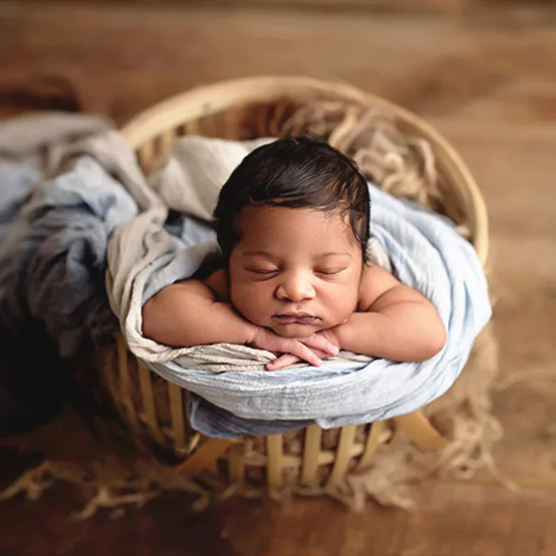 Newborn Photography Vintage Wooden Basket Baby Photo shoot Props Furniture Studios Photo Shooting Infant Crib Studio Accessories