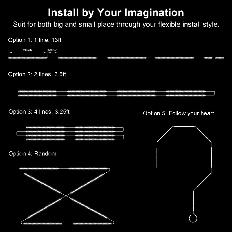 Комплект осветительных приборов для шкафа 8 шт. приклеивается в любом месте