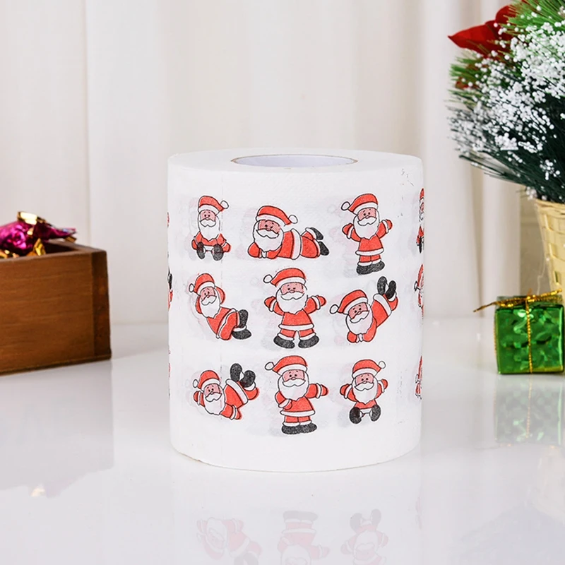 

6Roll Santa Merry Christmas Supplies Printed Toilet Paper Home Bath Room Toilet Paper Tissue Roll Xmas Presents Decor