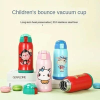 creative 316 stainless steel childrens vacuum flask cartoon baby straw drinking cup large capacity anti fall drinking cup