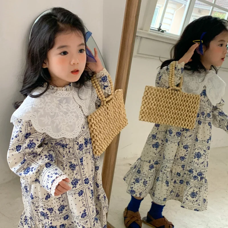 

Girl Dress Kids Baby Party Evening Gown Cotton 2022 In Stock Spring Autumn Cotton Flower Girl Dress Vestido Robe Fille Children