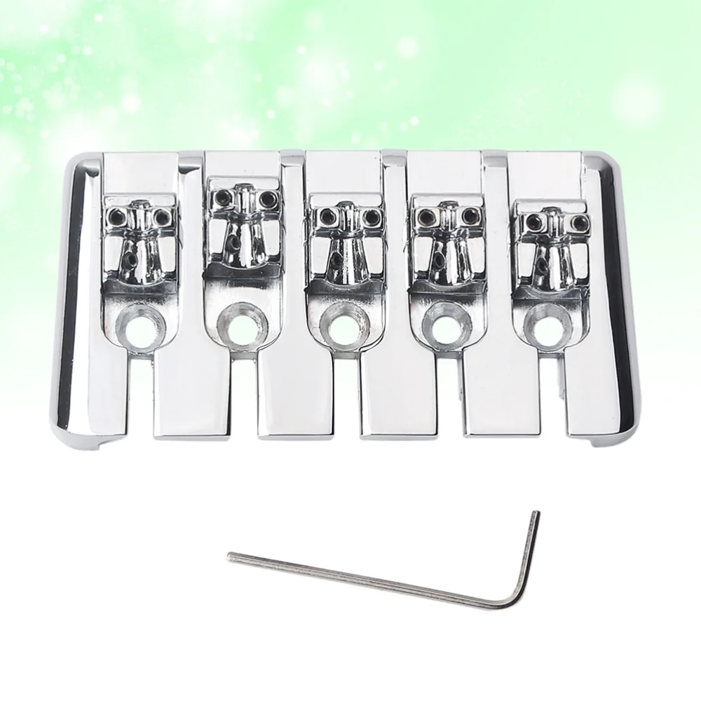 

1 Set GA1021 5 String Metal Saddle Bridge Strain Plate Bridge for Musical Instrument Replacement Guitar Ukulele (Silver)