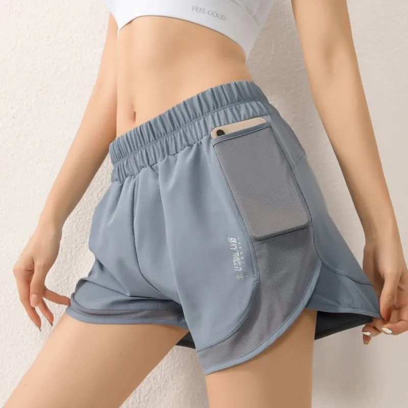 Женские спортивные шорты для занятий йогой с боковыми сетчатыми карманами и