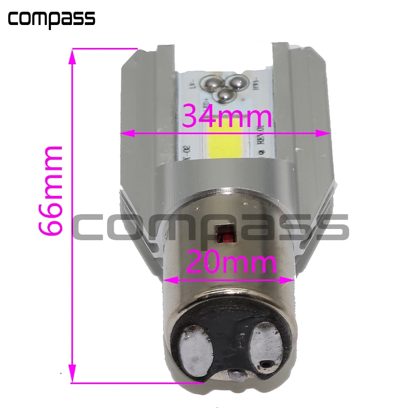 1x DC 6-80V 12W WL LED Motorcycle Headlamp COB BA20D Ampoule moto-phares |