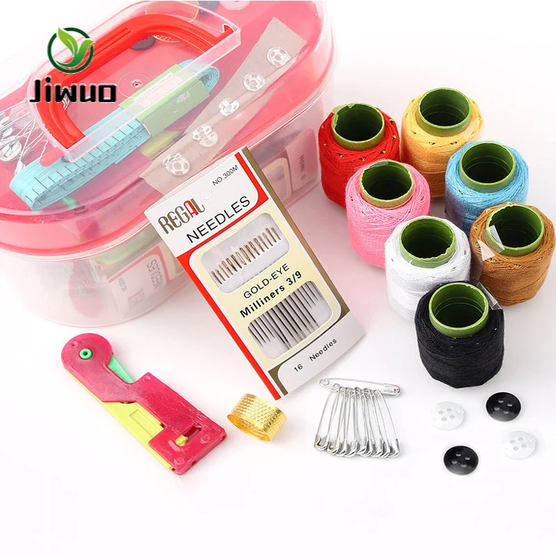 

Jiwuo 40pcs Multi-function Sewing Box Set Scissors Needle Thimble Ruler Buttons Embroidery Line DIY Sewing Thread Supplies Kit