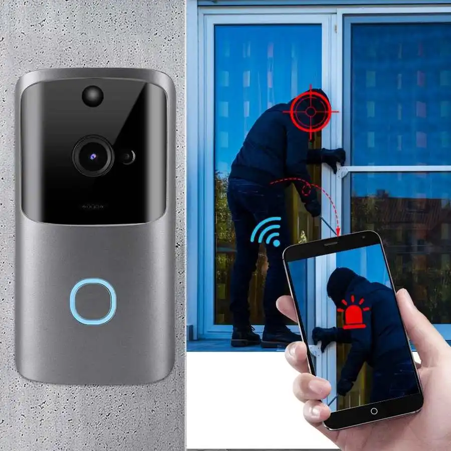 Deurbel met камера Серый видео дверной звонок беспроводной WiFi телефон безопасности